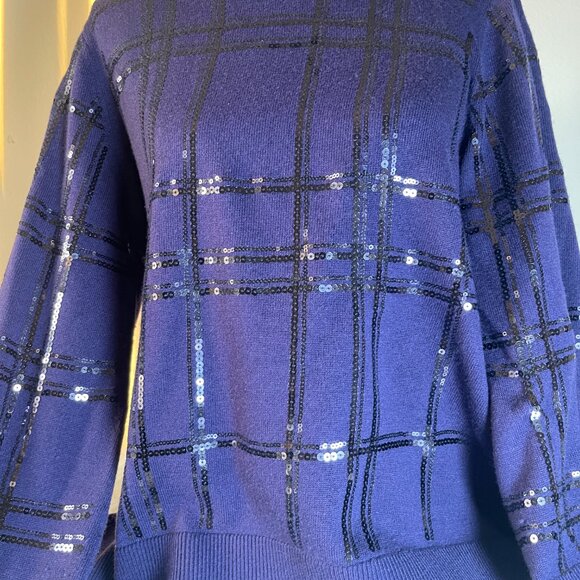 Chico's -Beautiful, Elegant, Chic Purple Sequined Embellished Sweater - Picture 10 of 14